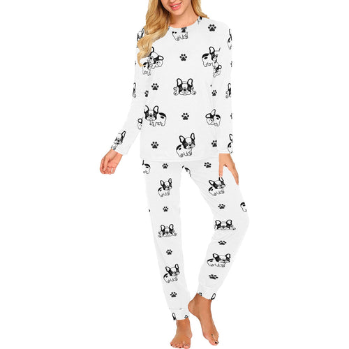 Cute french bulldog paw pattern Women's All Over Print Pajama Set