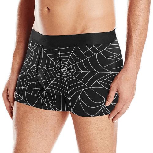 Spider web pattern Black background white cobweb Men's All Over Print Boxer Briefs Men's Underwear