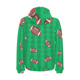 American football ball field background Men's Padded Hooded Jacket