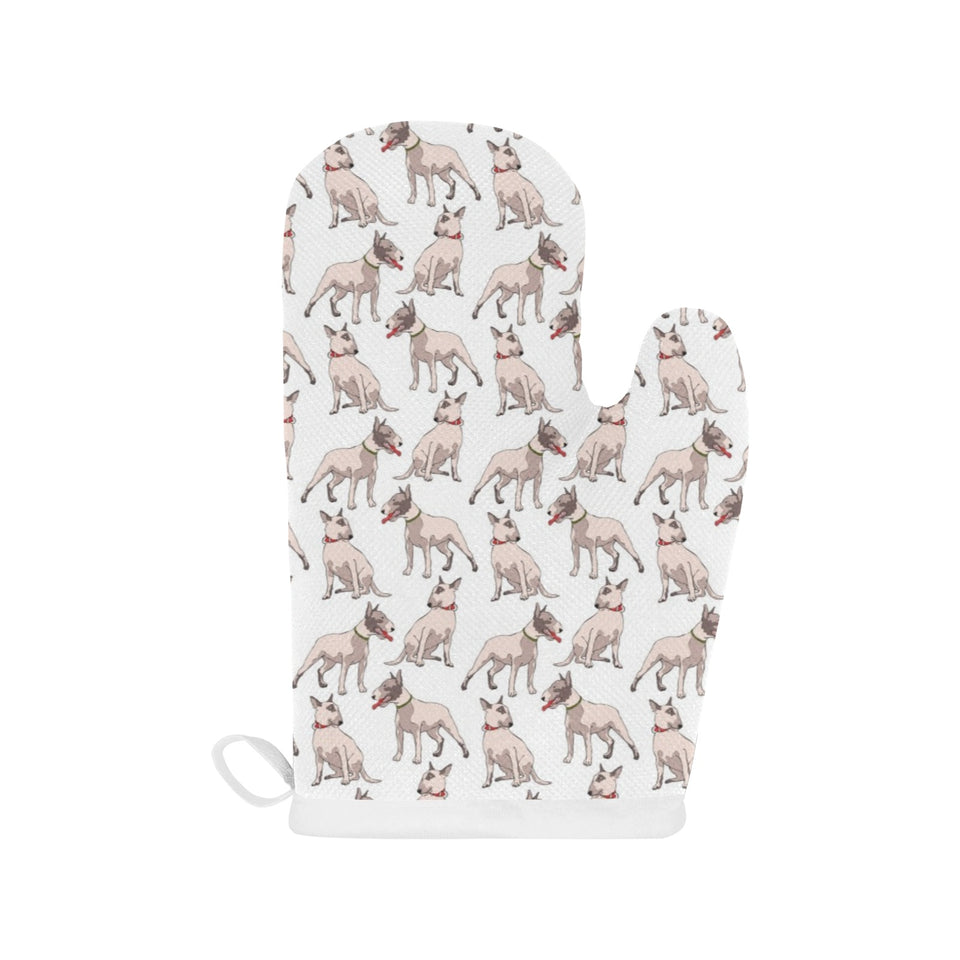 Bull Terrier Pattern Print Design 04 Heat Resistant Oven Mitts