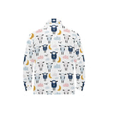Cute sleeping sheep moon cloud pattern Men's Long Sleeve Polo Shirt