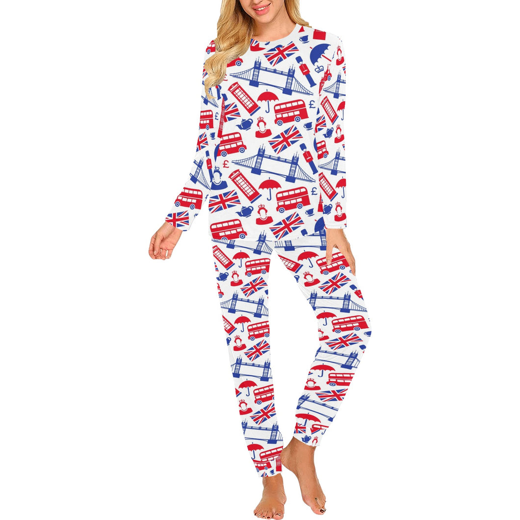 British Pattern Print Design 01 Women's All Over Print Pajama Set