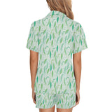 Green Peas Pattern Print Design 01 Women's V-Neck Short Pajama Set