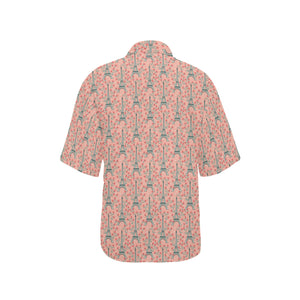 Eiffel Tower Flower Pattern Design 03 Women's All Over Print Hawaiian Shirt