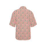 Eiffel Tower Flower Pattern Design 03 Women's All Over Print Hawaiian Shirt