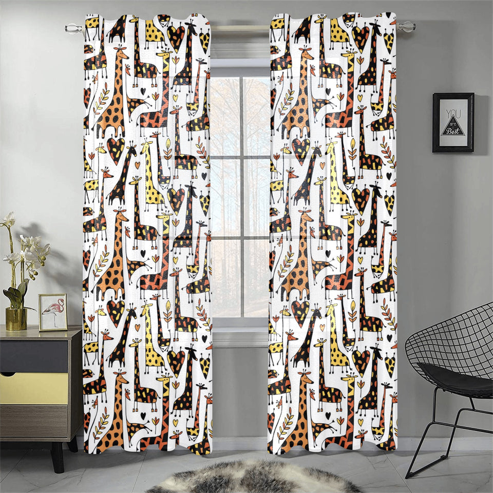 Giraffe Pattern Print Design 05 Gauze Curtain