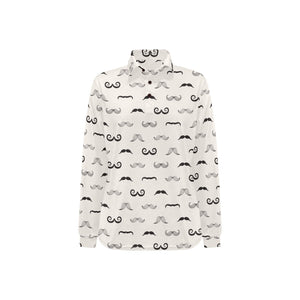 Mustache Beard Pattern Print Design 05 Women's Long Sleeve Polo Shirt