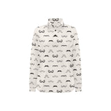 Mustache Beard Pattern Print Design 05 Women's Long Sleeve Polo Shirt