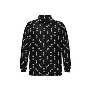 Engine Piston Black Theme Pattern Print Design 03 Men's Long Sleeve Polo Shirt