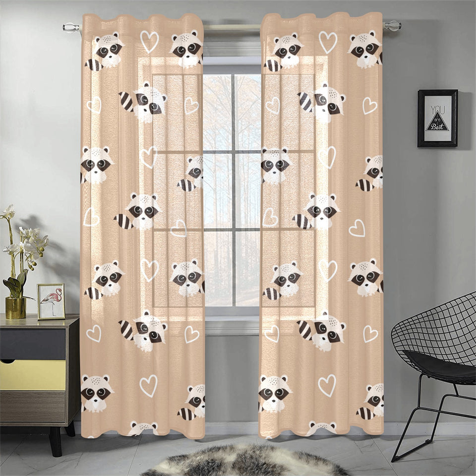 Cute raccoon heart pattern Gauze Curtain