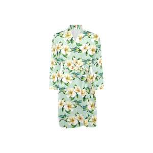 Hummingbird Pattern Print Design 01 Men's Long Sleeve Belted Night Robe