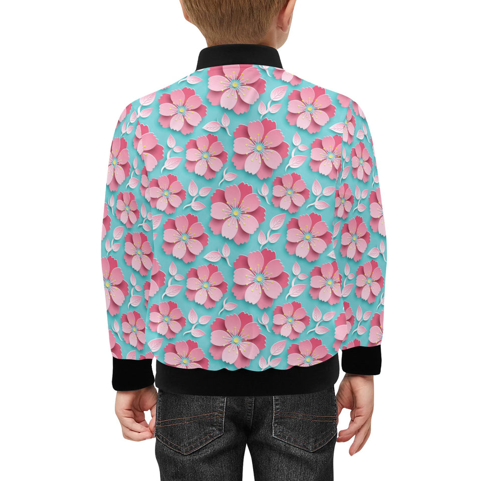 3D sakura cherry blossom pattern Kids' Boys' Girls' Bomber Jacket