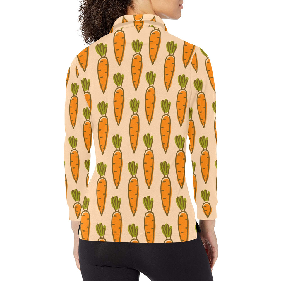 Carrot Pattern Print Design 04 Women's Long Sleeve Polo Shirt