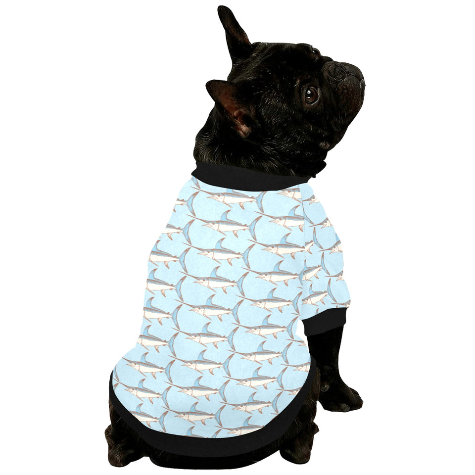 Swordfish Pattern Print Design 01 All Over Print Pet Dog Round Neck Fuzzy Shirt