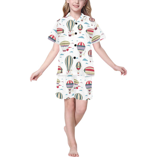 Hot air balloon pattern Kids' Boys' Girls' V-Neck Short Pajama Set