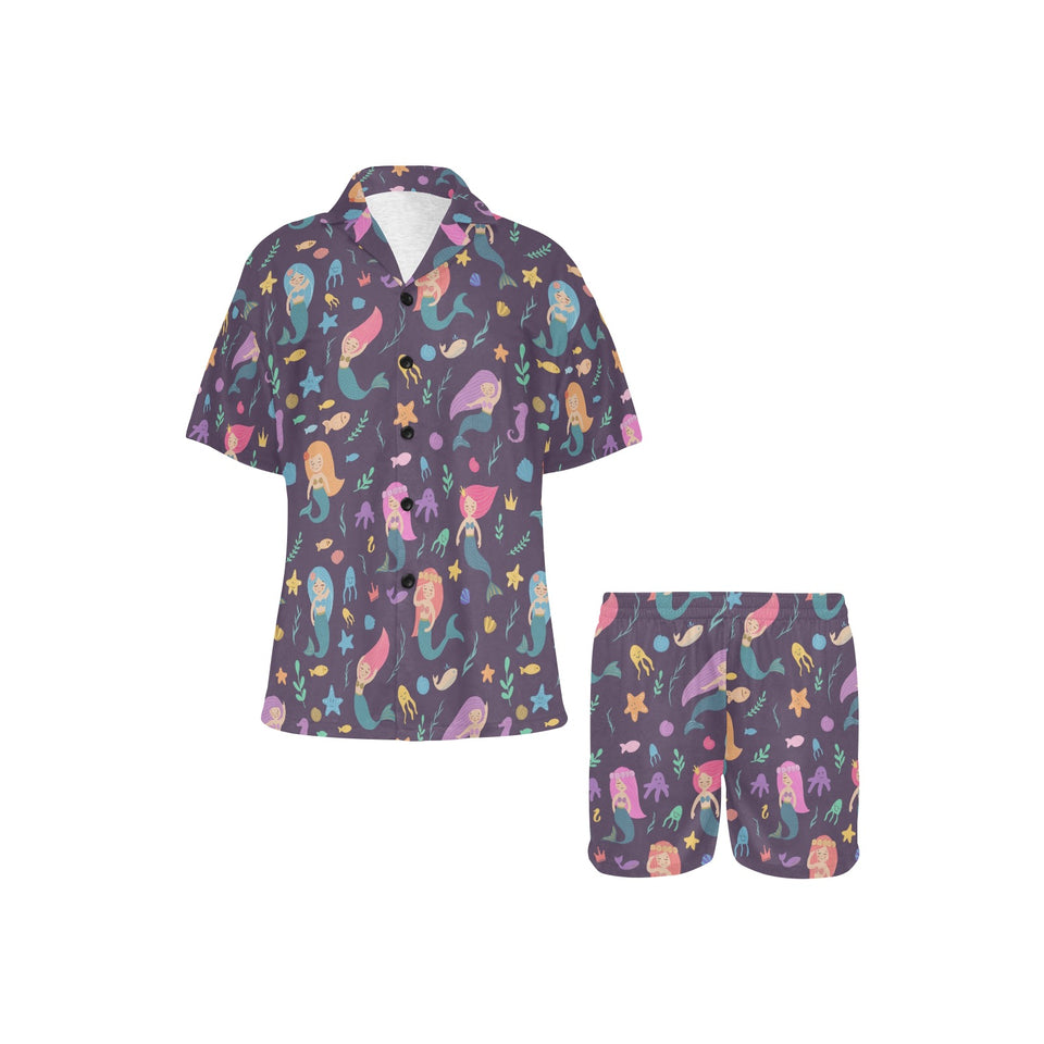 beautiful mermaid Fish jellyfish algae other marin Women's V-Neck Short Pajama Set