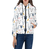 Cute sleeping sheep moon cloud pattern Women's Padded Hooded Jacket