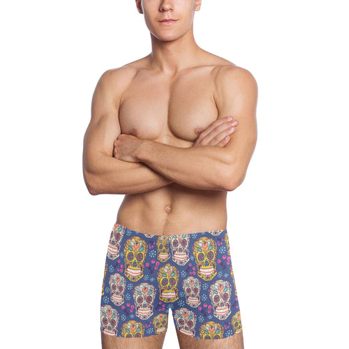 Sugar skull flower pattern Men's Swimming Trunks