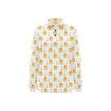 Pancake Pattern Print Design 05 Women's Long Sleeve Polo Shirt