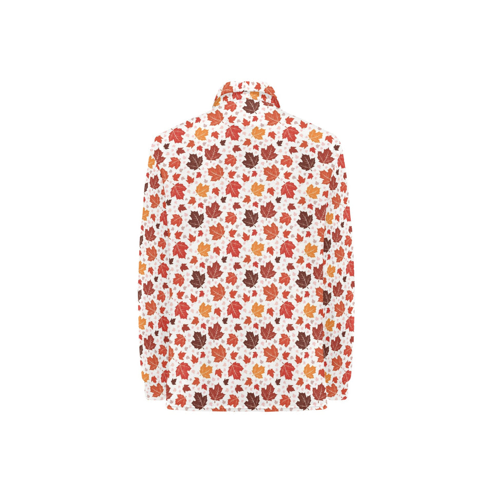 Colorful Maple Leaf pattern Women's Long Sleeve Polo Shirt