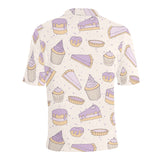 Cakes pies tarts muffins and eclairs purple bluebe Men's All Over Print Polo Shirt