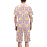 Bread Toast Pattern Print Design 05 Men's V-Neck Short Pajama Set