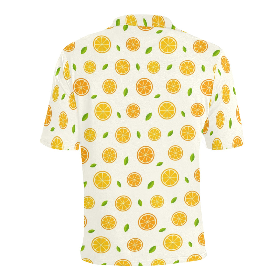oranges leaves pattern Men's All Over Print Polo Shirt