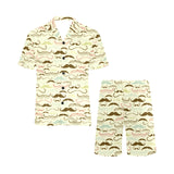 Mustache Beard Pattern Print Design 01 Men's V-Neck Short Pajama Set