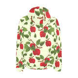 Red apples leaves pattern Men's Padded Hooded Jacket