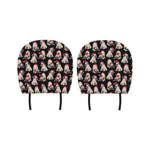 Christmas Pugs Santa_s red cap pattern Car Headrest Cover