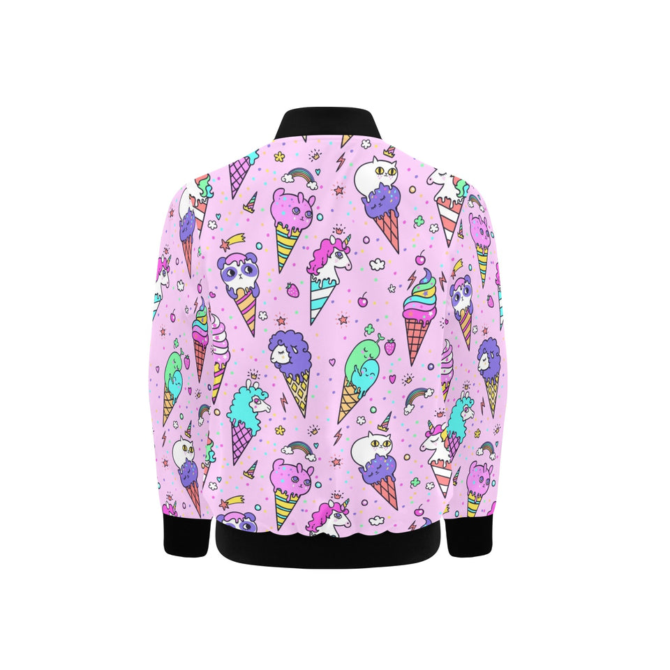 Cute ice cream cone animal pattern Kids' Boys' Girls' Bomber Jacket