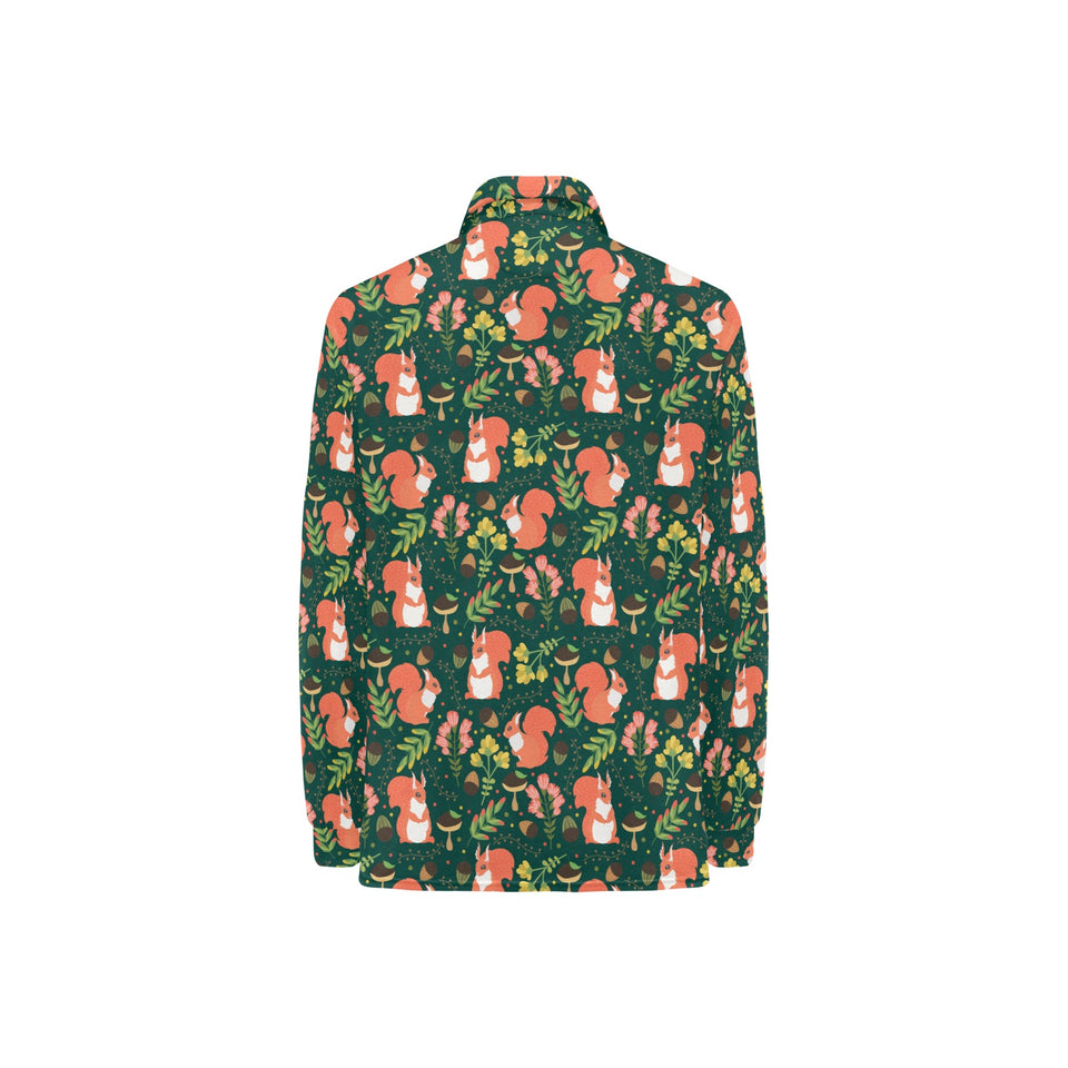 Squirrel Pattern Print Design 03 Women's Long Sleeve Polo Shirt