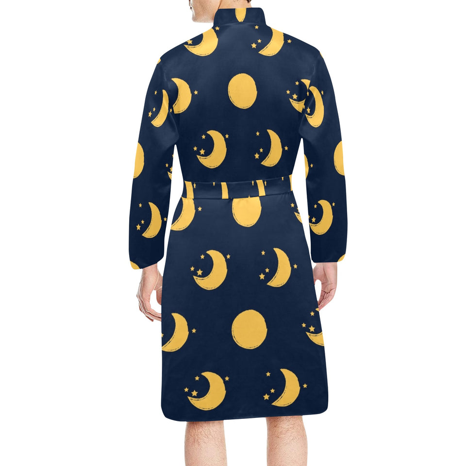 Moon star pattern Men's Long Sleeve Belted Night Robe