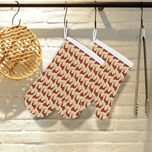 Greyhound Pattern Print Design 04 Heat Resistant Oven Mitts