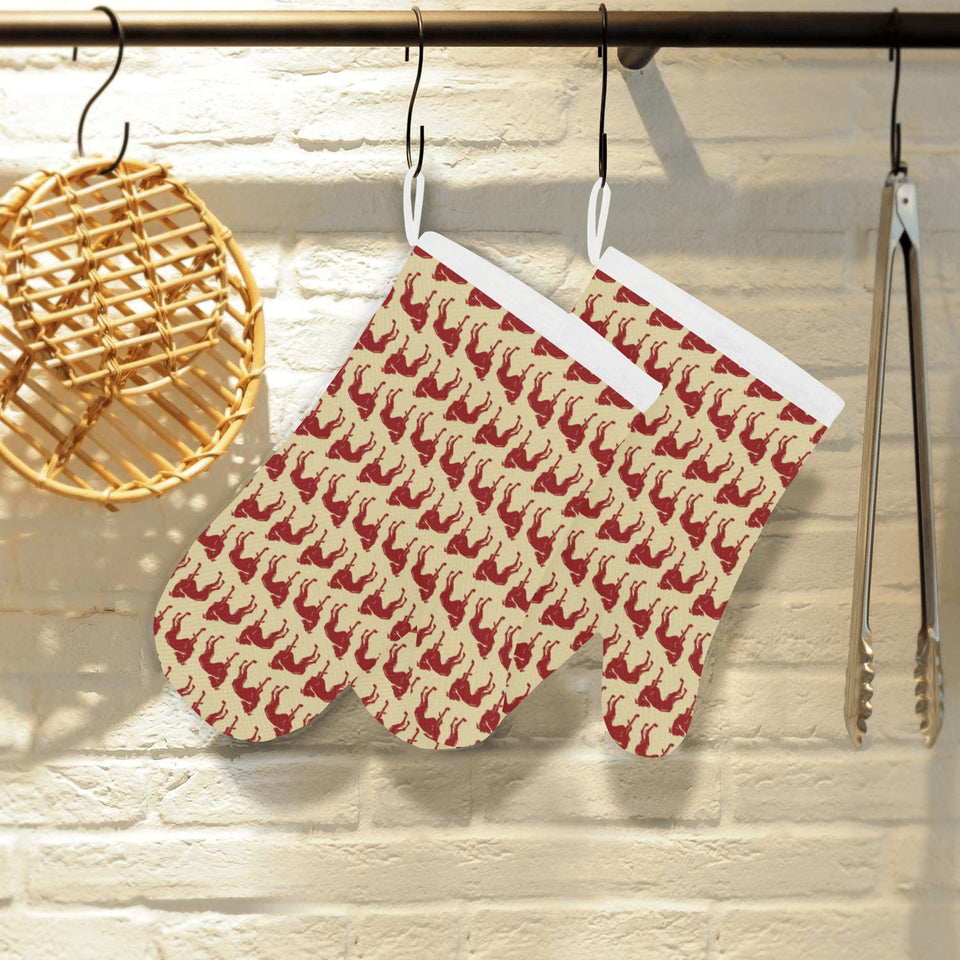 Greyhound Pattern Print Design 04 Heat Resistant Oven Mitts