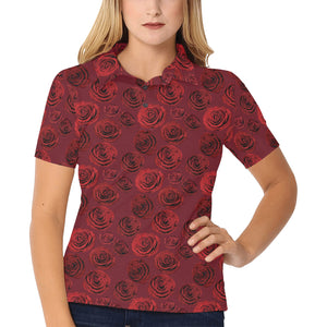 Rose Pattern Print Design 03 Women's All Over Print Polo Shirt