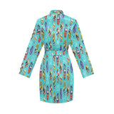 Surfboard Pattern Print Design 05 Women's Long Sleeve Belted Night Robe