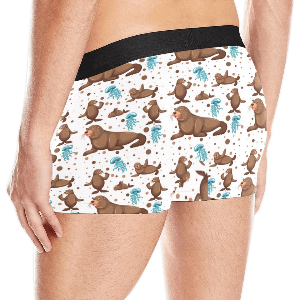 sea lion Seals jellyfish pattern Men's All Over Print Boxer Briefs Men's Underwear