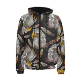 Eagle Pattern Print Design 05 Men's Padded Hooded Jacket