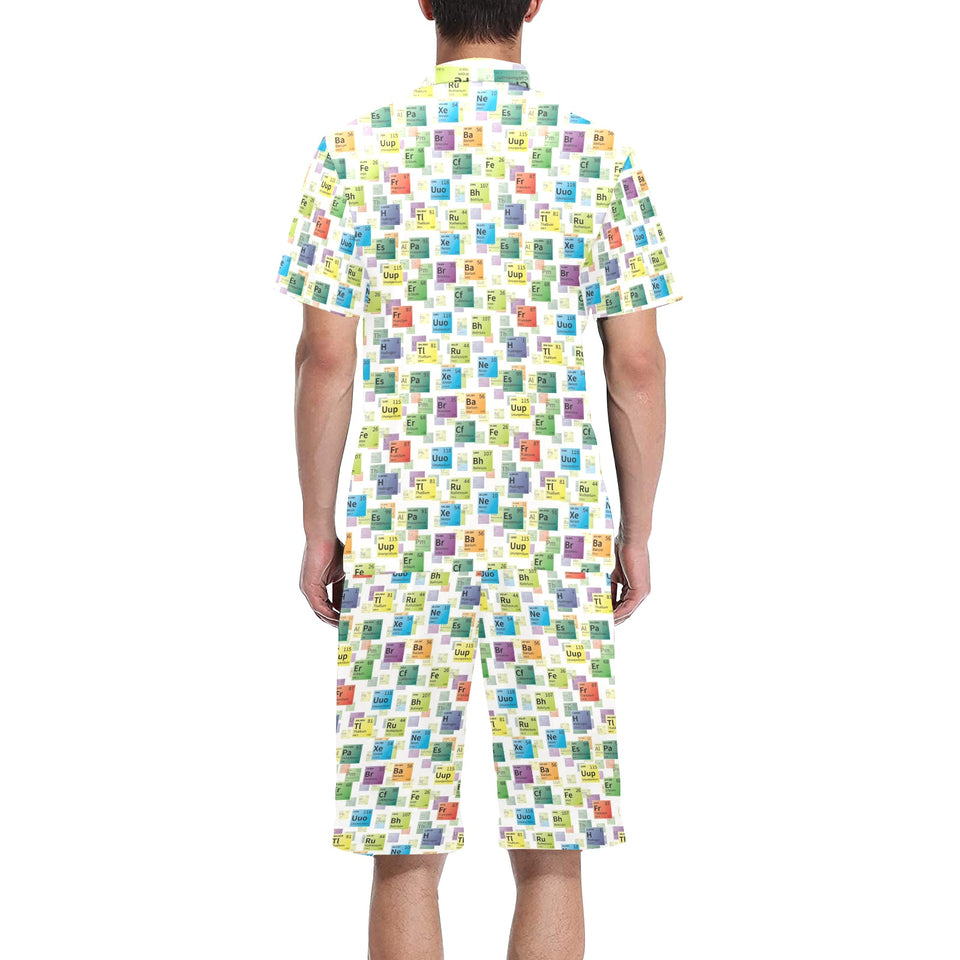 Chemistry Periodic Table Pattern Print Design 05 Men's V-Neck Short Pajama Set