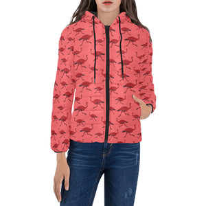 Ostrich Pattern Print Design 03 Women's Padded Hooded Jacket