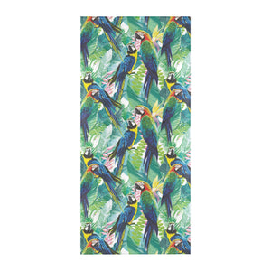 Colorful parrot exotic flower leaves Beach Towel