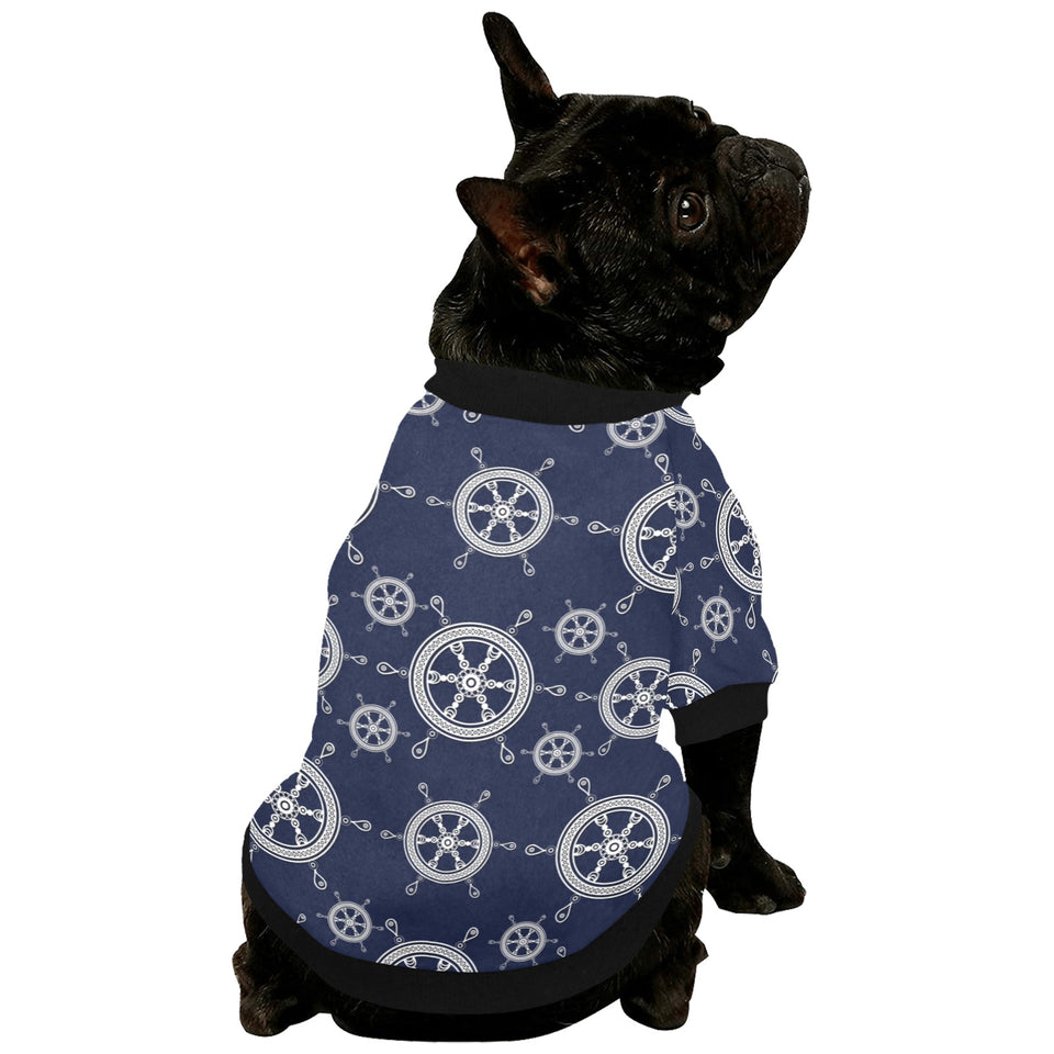 nautical steering wheel design pattern All Over Print Pet Dog Round Neck Fuzzy Shirt