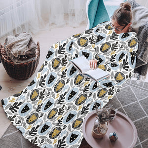 Lion Pattern Print Design 05 Blanket Robe with Sleeves