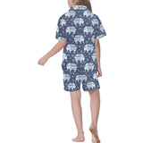 Elephant tribal design pattern Kids' Boys' Girls' V-Neck Short Pajama Set