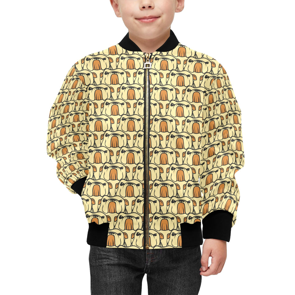English Bulldog Pattern Print Design 02 Kids' Boys' Girls' Bomber Jacket