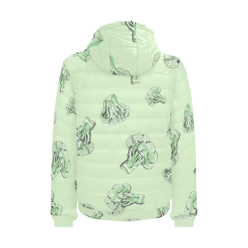 broccoli sketch pattern Men's Padded Hooded Jacket