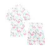 Cute flamingo pattern Men's V-Neck Short Pajama Set