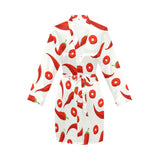 Chili pattern Women's Long Sleeve Belted Night Robe