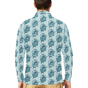 Swordfish Pattern Print Design 05 Men's Long Sleeve Polo Shirt